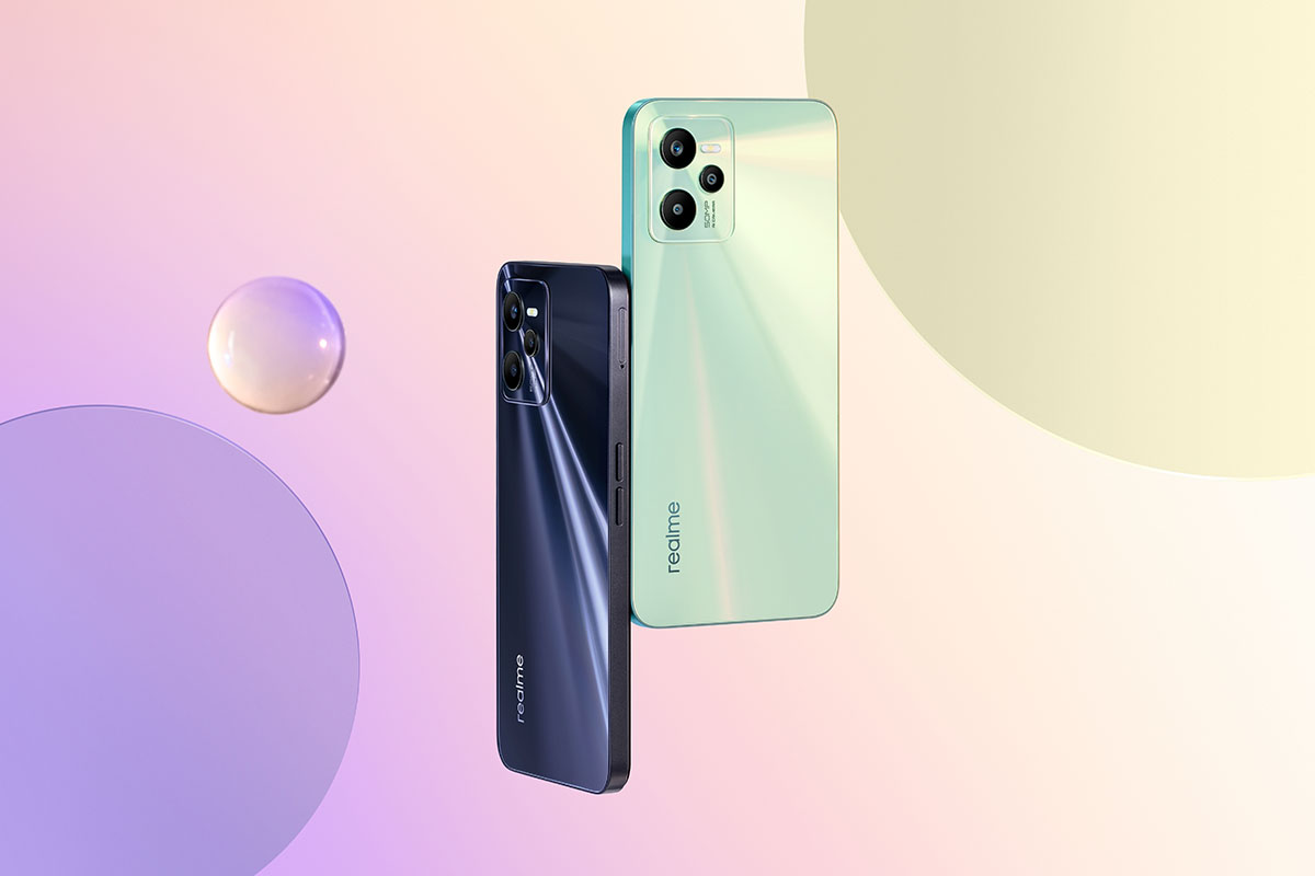 Das realme C35 in den neuen Farben schwarz und grün