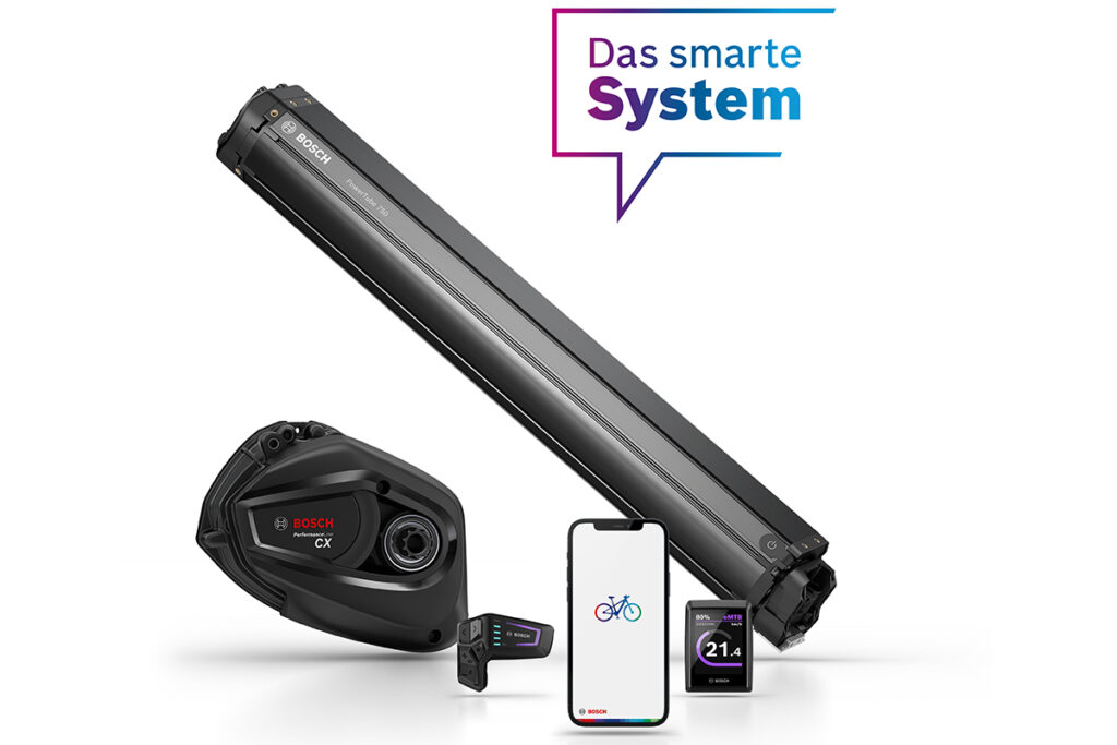 Motor, Akku, Smartphone, Bedienelement und Display von Bosch