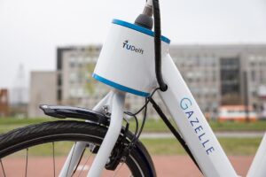 Detailansicht Fahrradgabel mit Sensor für den Lenkassistenten