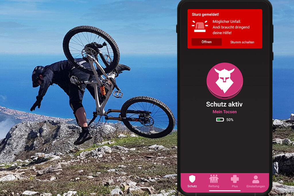 Fahrradsturz, App-Benachrichtigung