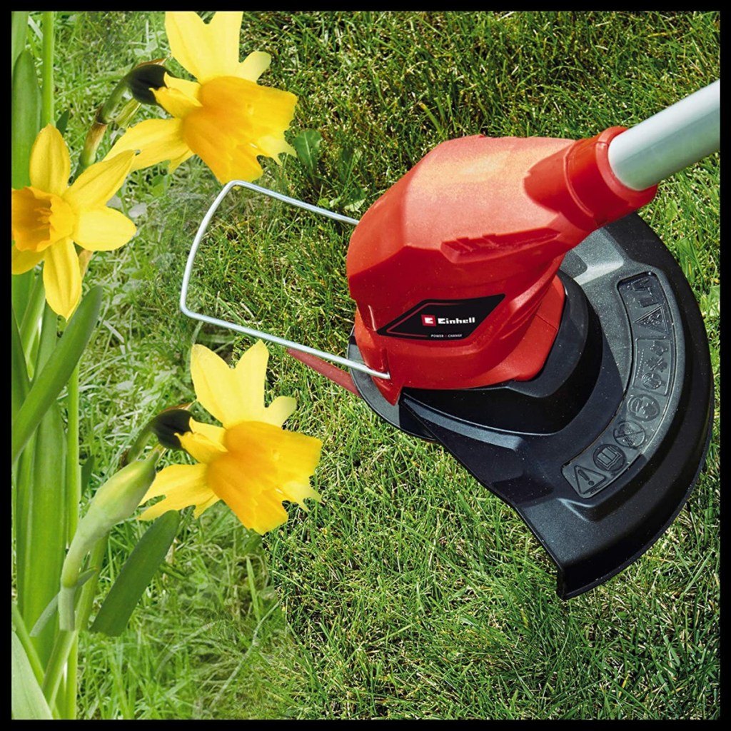 Einhell-Rasentrimmer mit Pflanzenschutzbügel