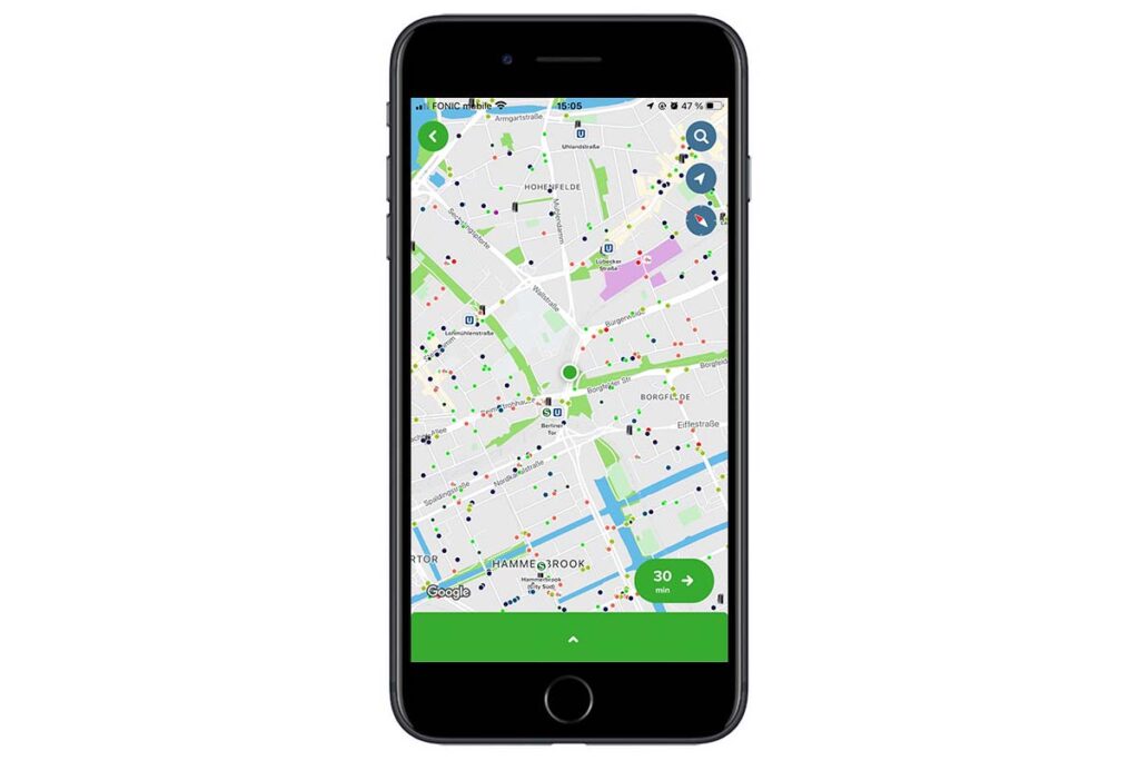 Screenshot der ÖPNV-App Citymapper