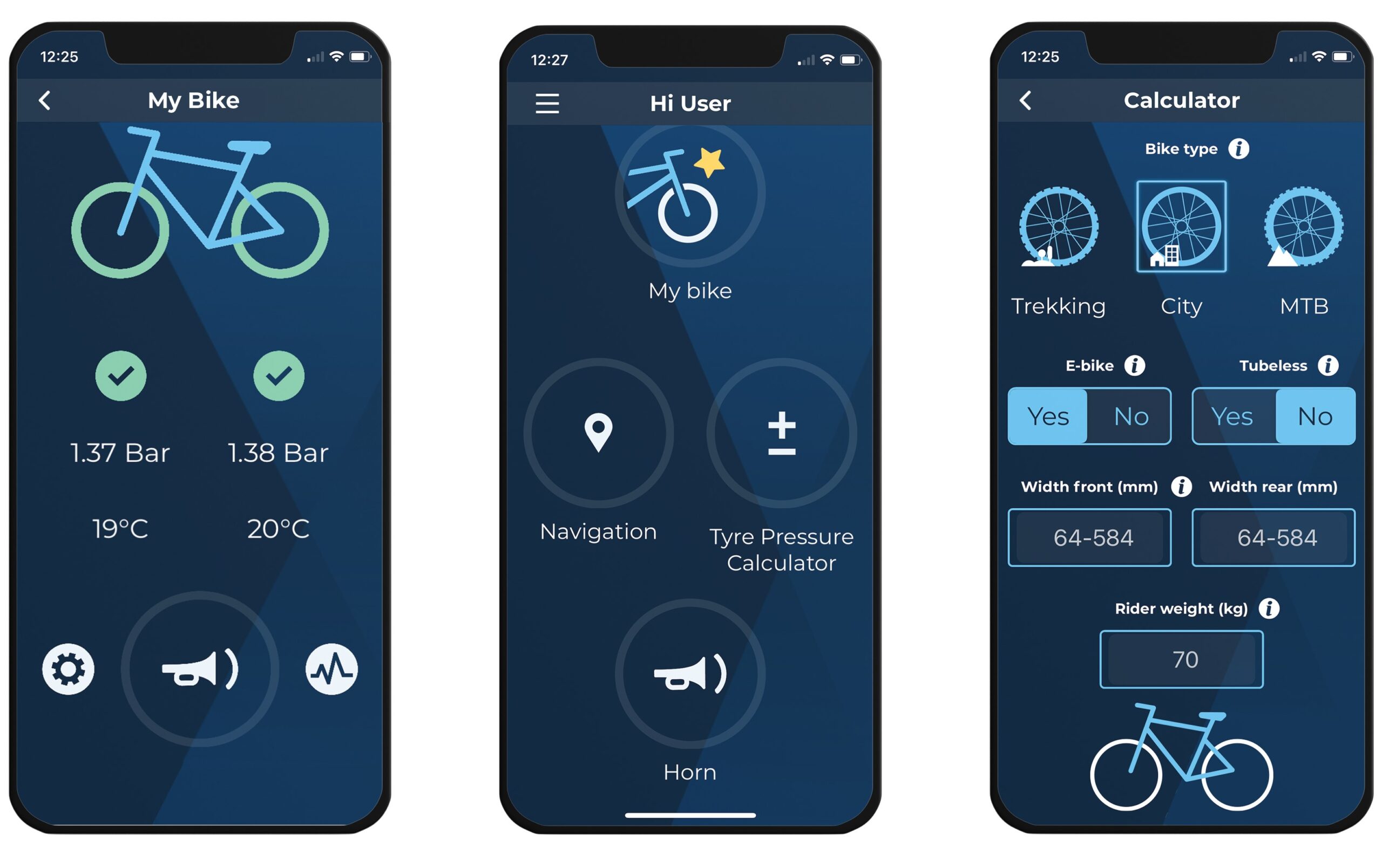 Handydisplay mit Informationen zum Reifendruck