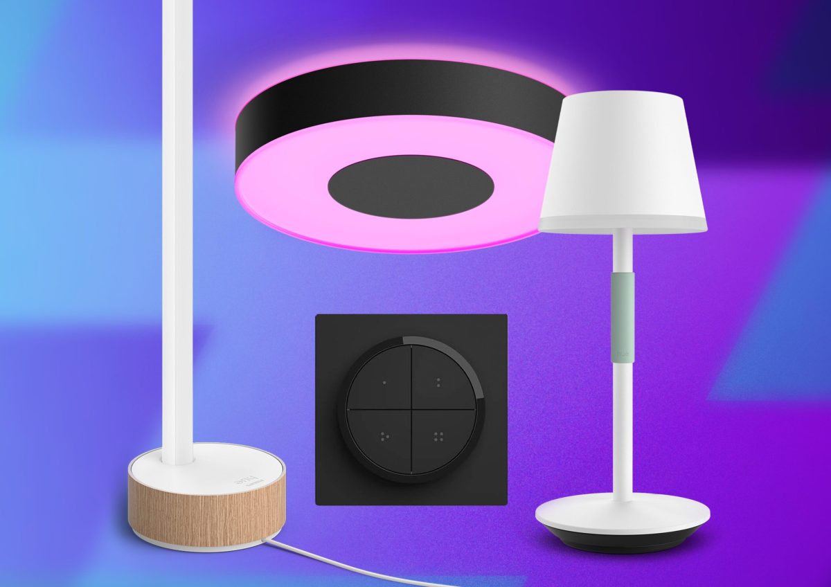 Neue Philips Hue Produkte auf einem bunten Hintergrund