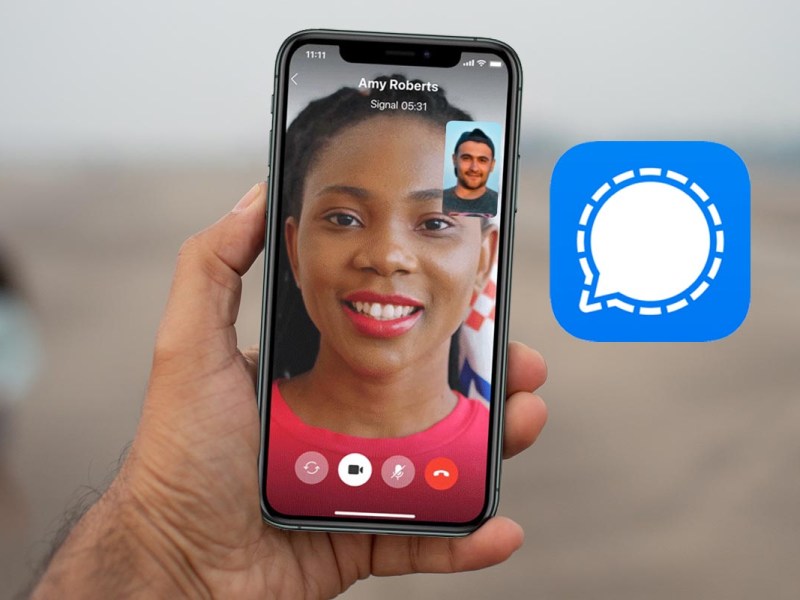 Videocall mit SIgnal auf einem Smartphone