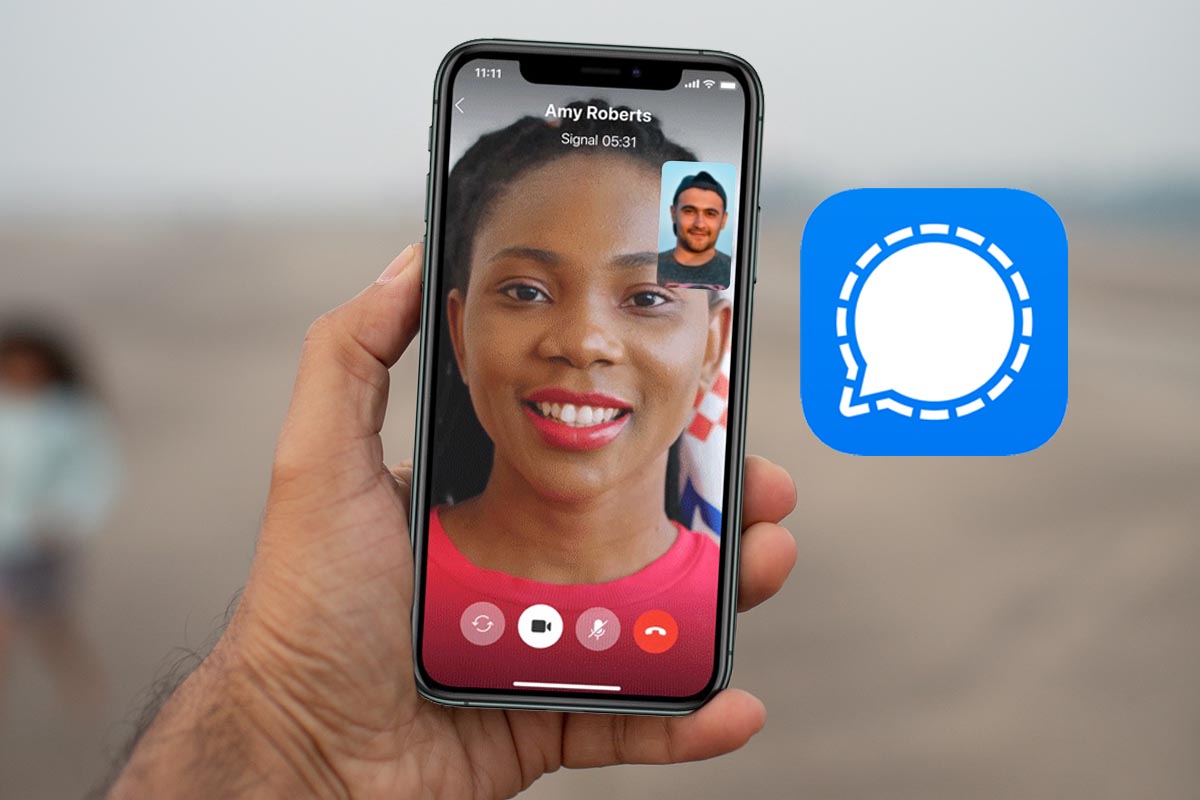 Videocall mit SIgnal auf einem Smartphone