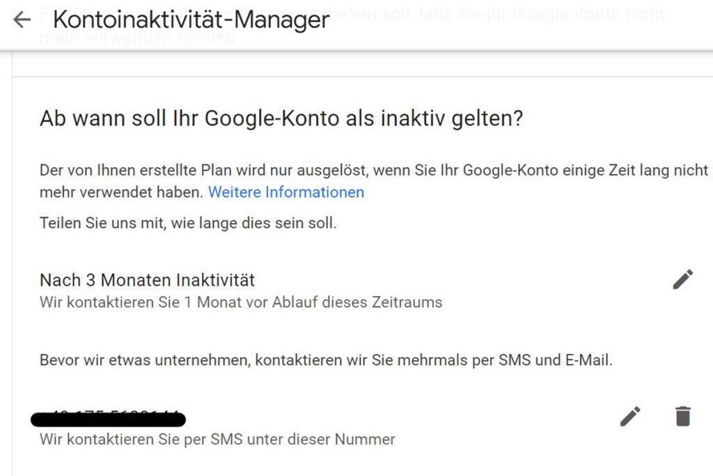 Google Inaktivitäts-Manager