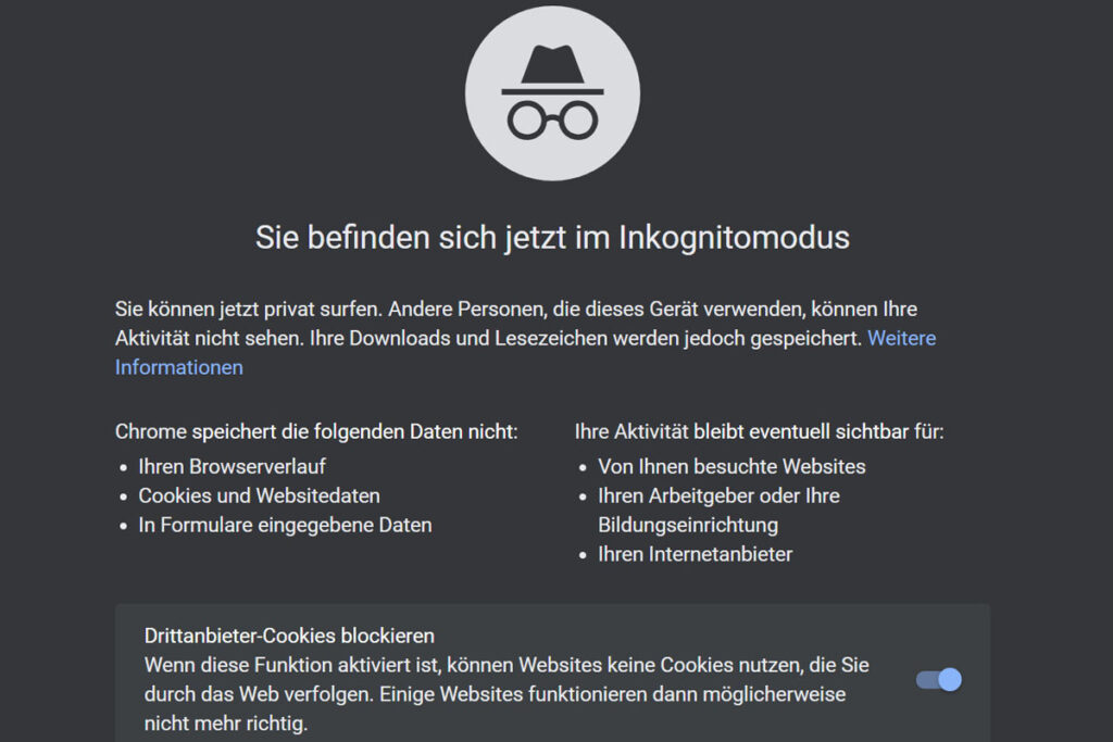 Privatmodus von Chrome