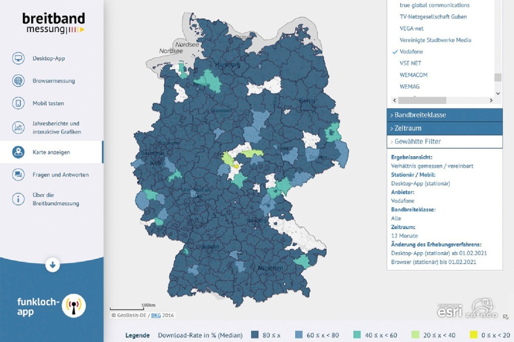Deutschlandkarte mit blauen Kreisen und Legende rechts und links