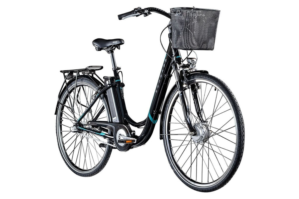 Zündapp-E-Bike mit Kobr auf Frontgepäckträger