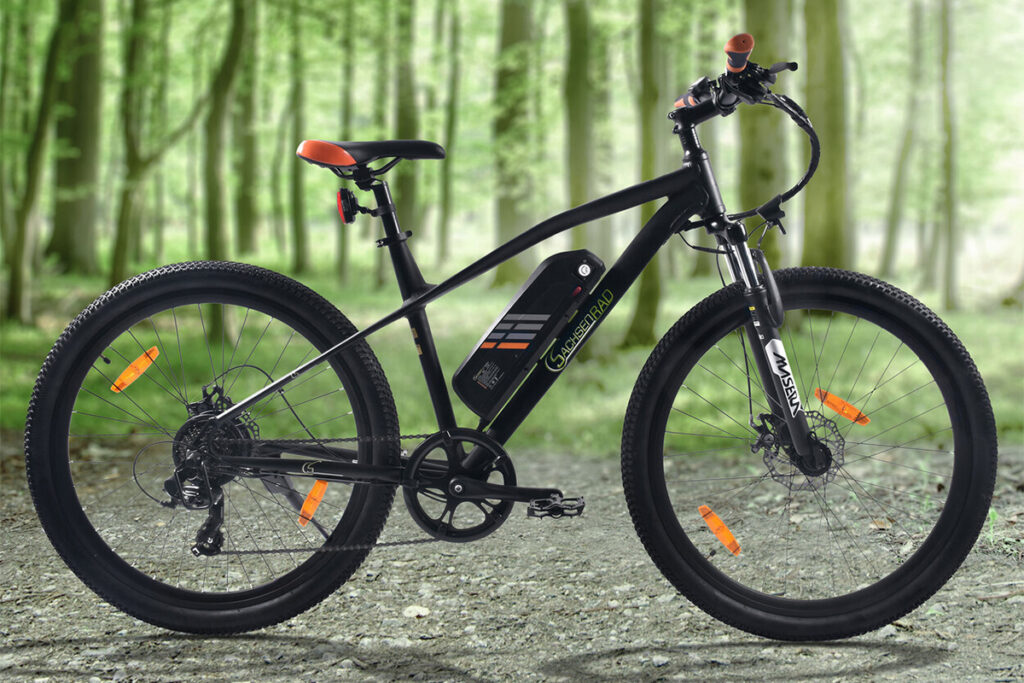 Elektro-Mountainbike im Wald