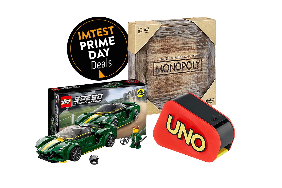 Spiele Monopoly, Uno und Lego-Auto mit Beschriftung: IMTEST Prime Day