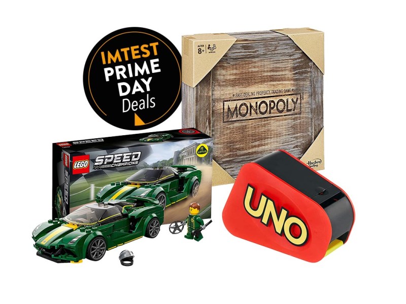 Spiele Monopoly, Uno und Lego-Auto mit Beschriftung: IMTEST Prime Day