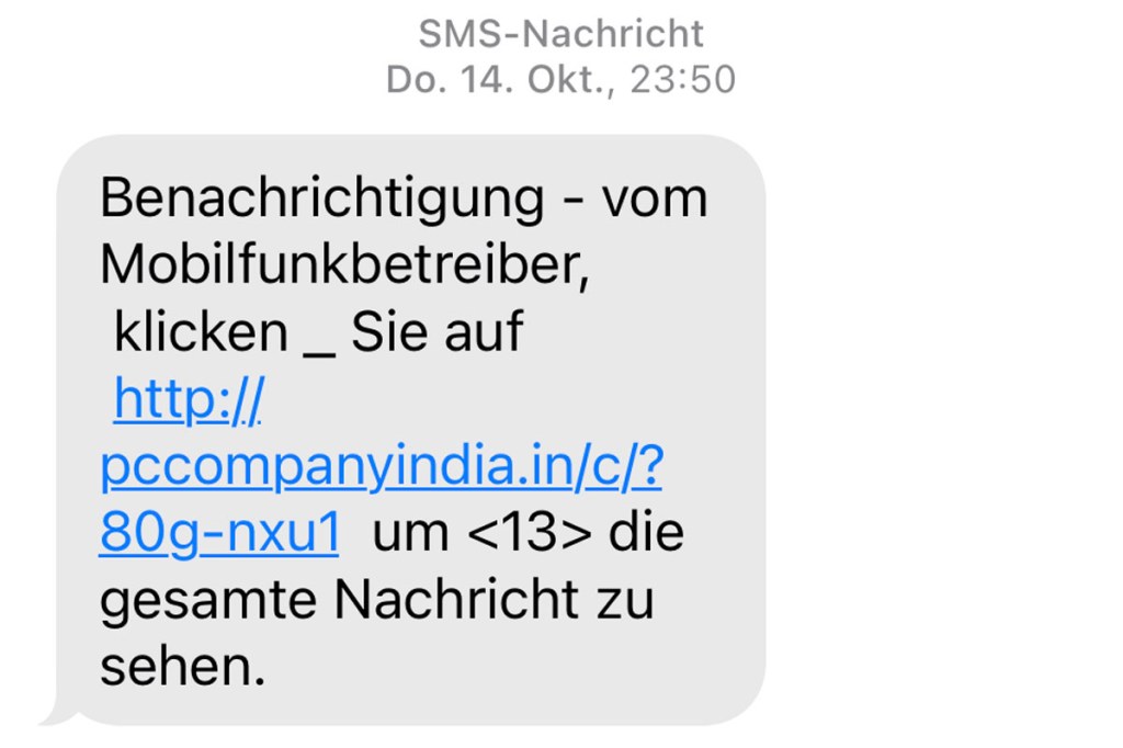 Smishing Nachricht