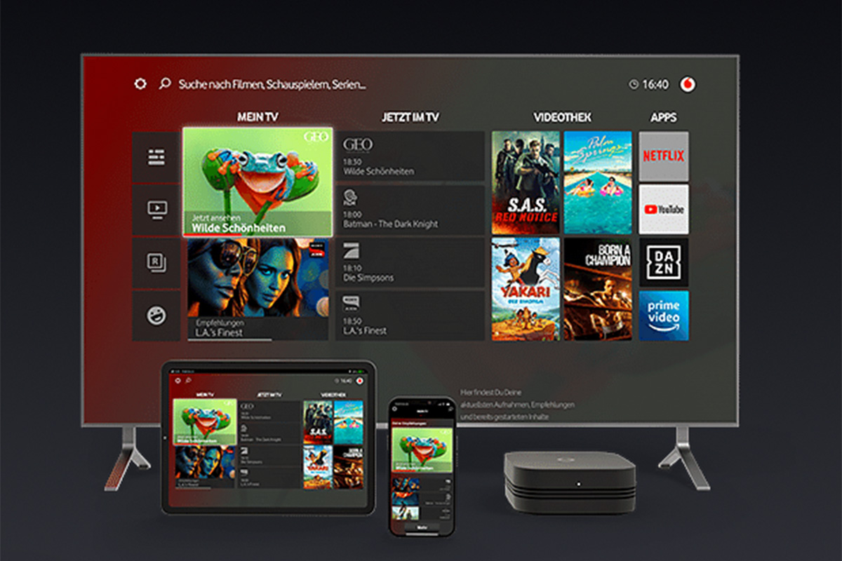 Vodafone Giga TV läuft auf verschiedenen Endgeräten
