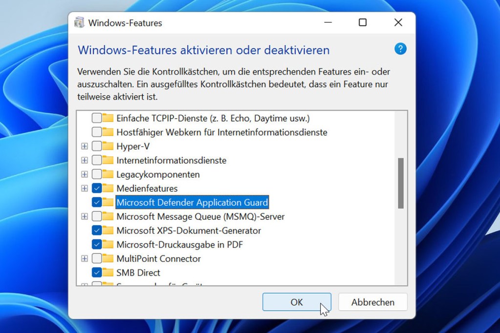 Windows Defender Application Guard freischalten.