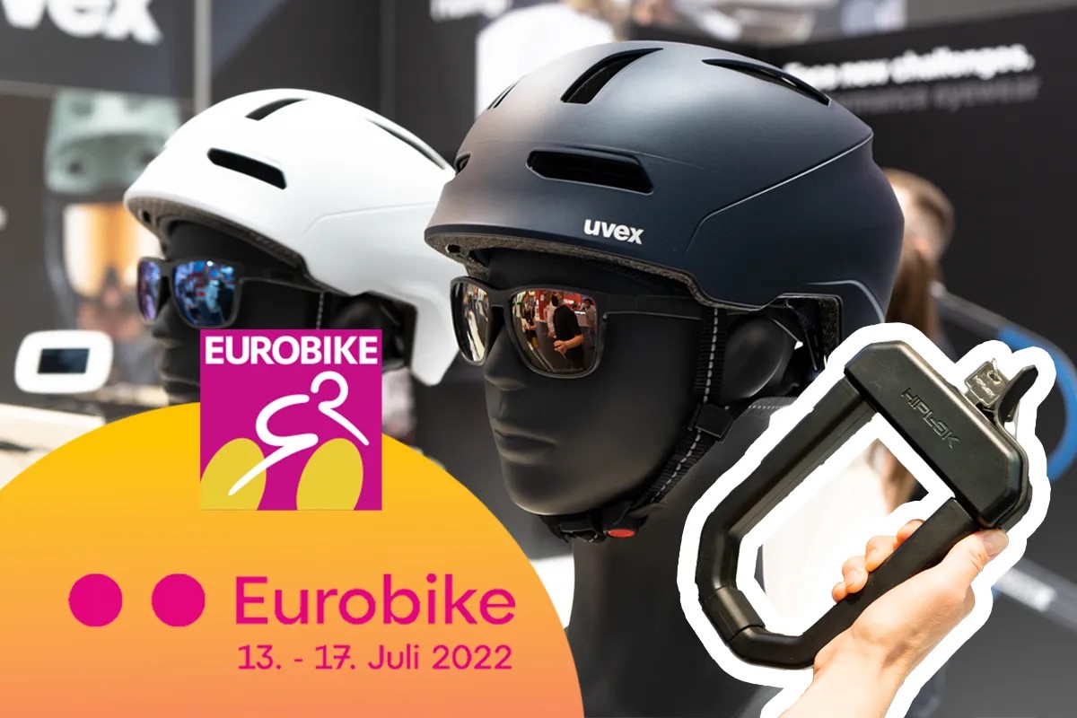 Sammelbild Fahrrad-Zubehör auf der Eurobike:Helme und Fahrradschloss