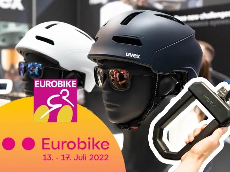 Sammelbild Fahrrad-Zubehör auf der Eurobike:Helme und Fahrradschloss