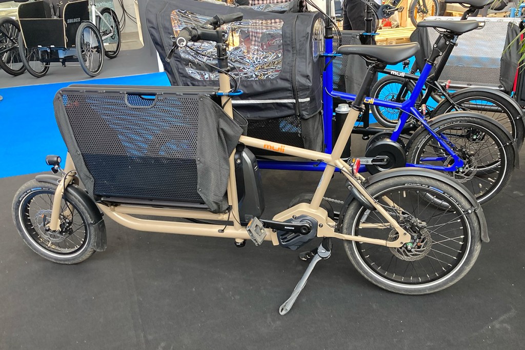 E-Cargobike Muli mit zusammengeklappter Tasche
