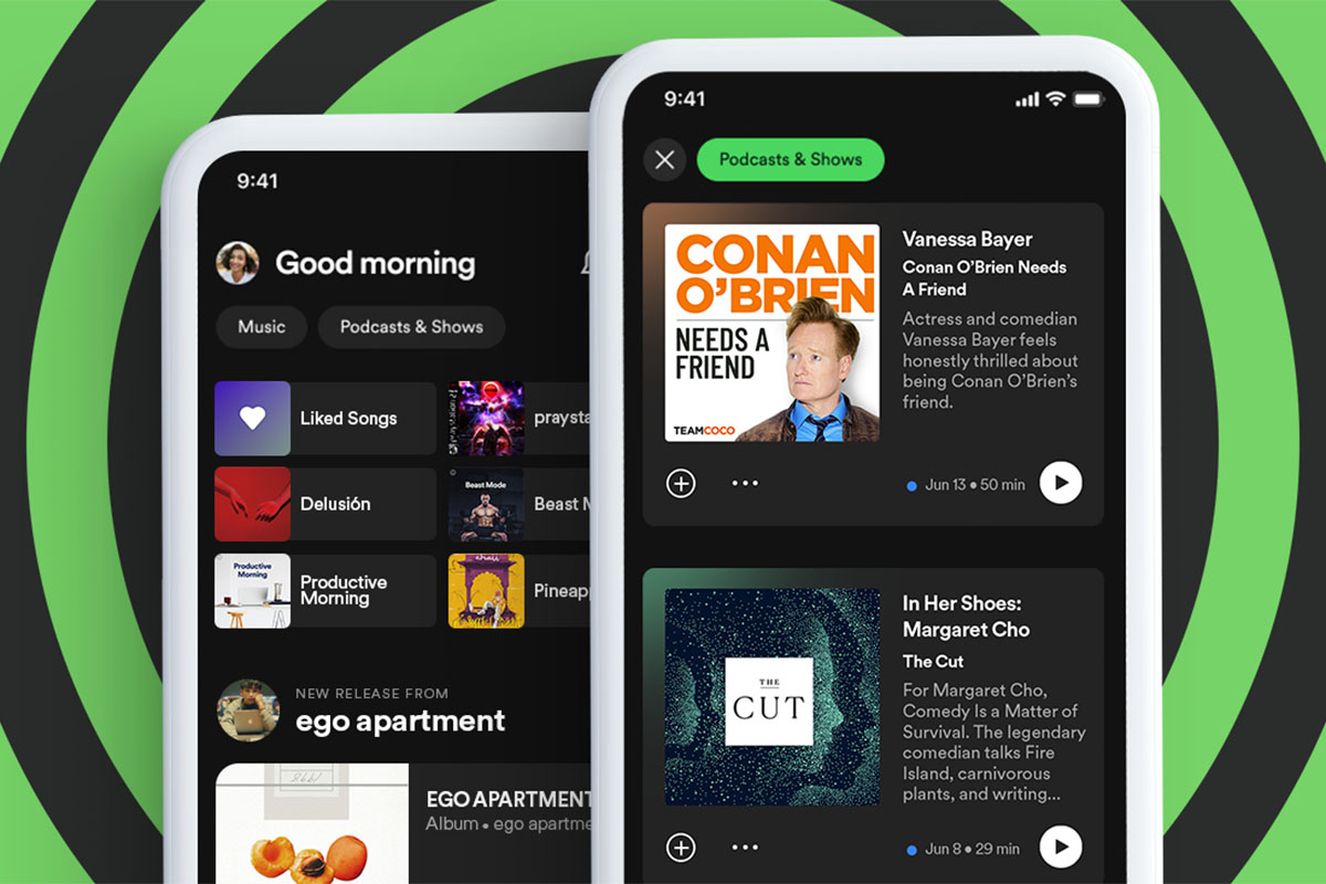 Screenshots der neuen Spotify Home-Oberfläche.