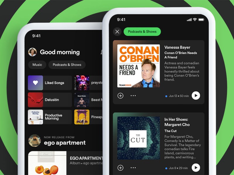 Screenshots der neuen Spotify Home-Oberfläche.