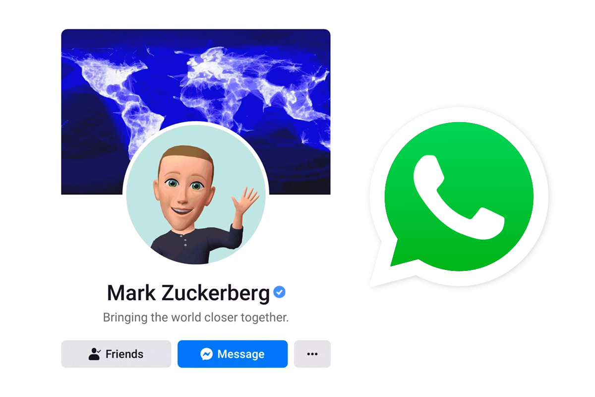 mark zuckerbergs facebook-Avatar und WhatsApp Logo.