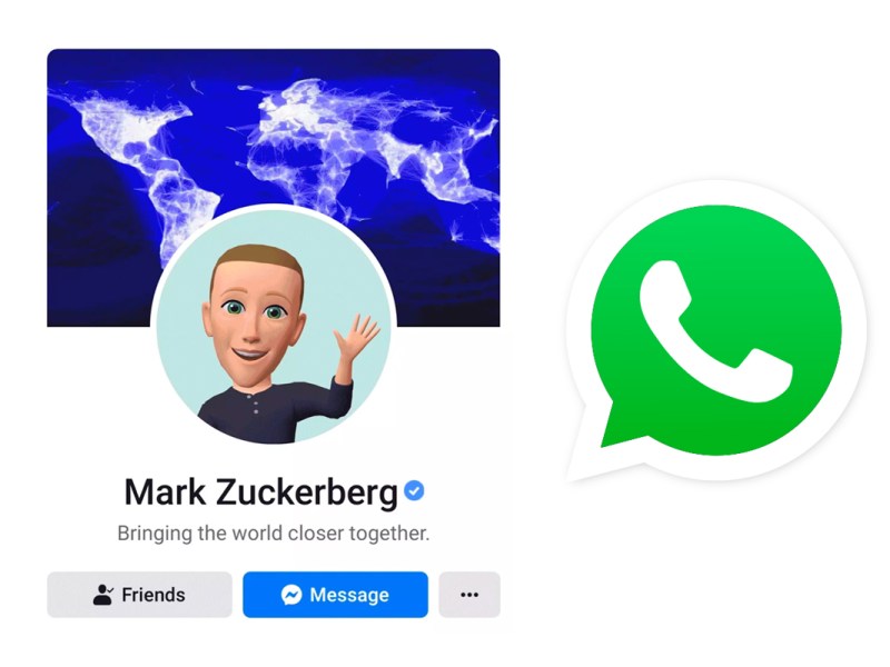 mark zuckerbergs facebook-Avatar und WhatsApp Logo.