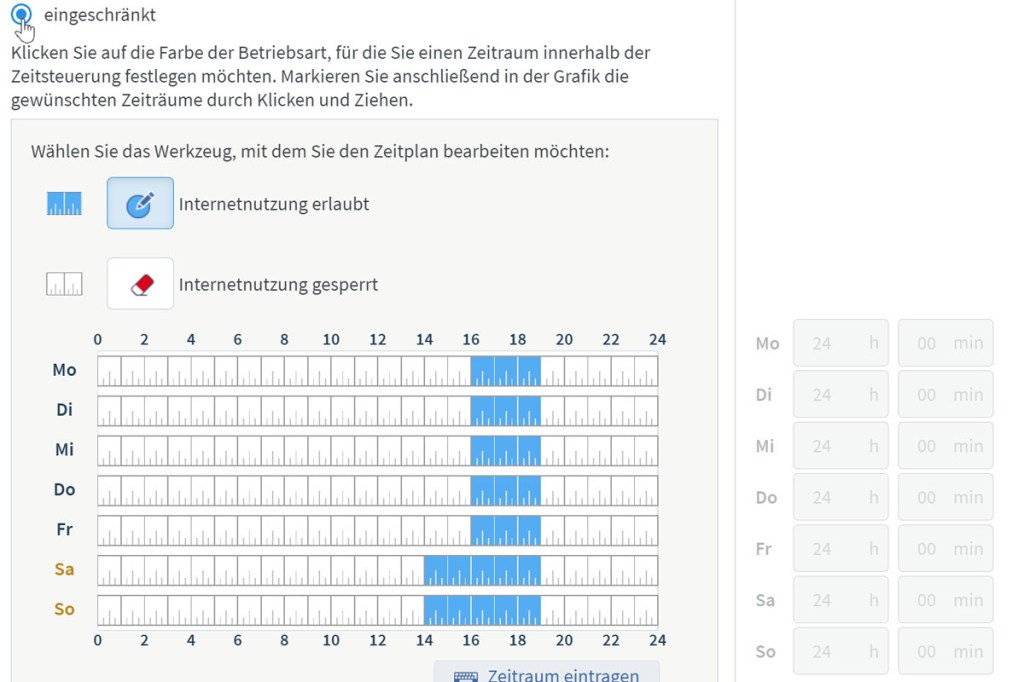 Zeitraum einschränken Fritz!Box