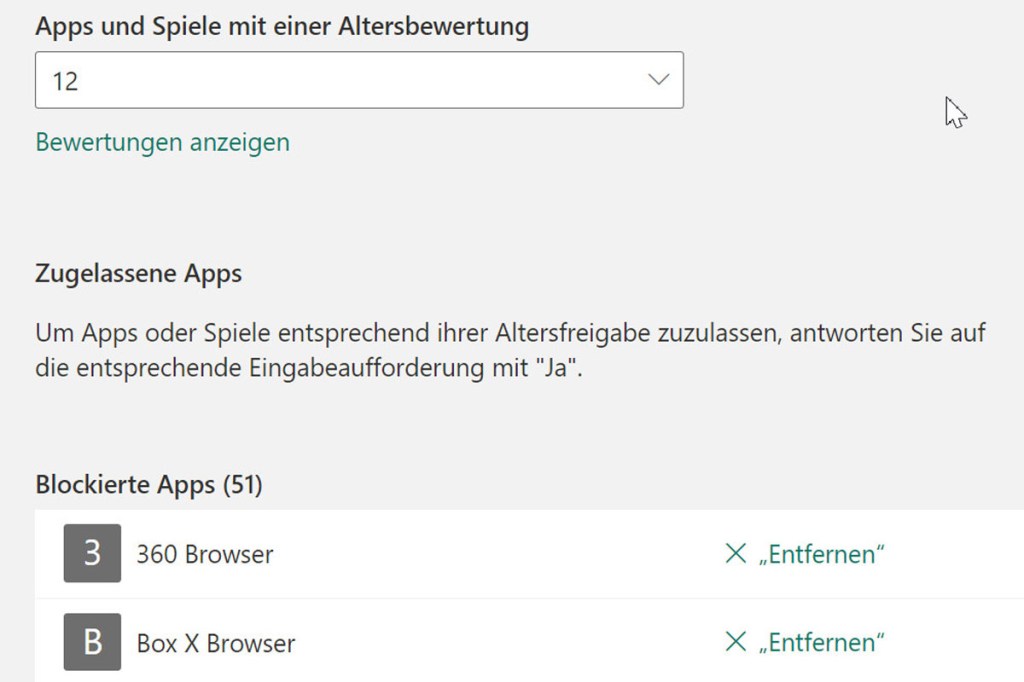 Windows Altersbegrenzung für Programme