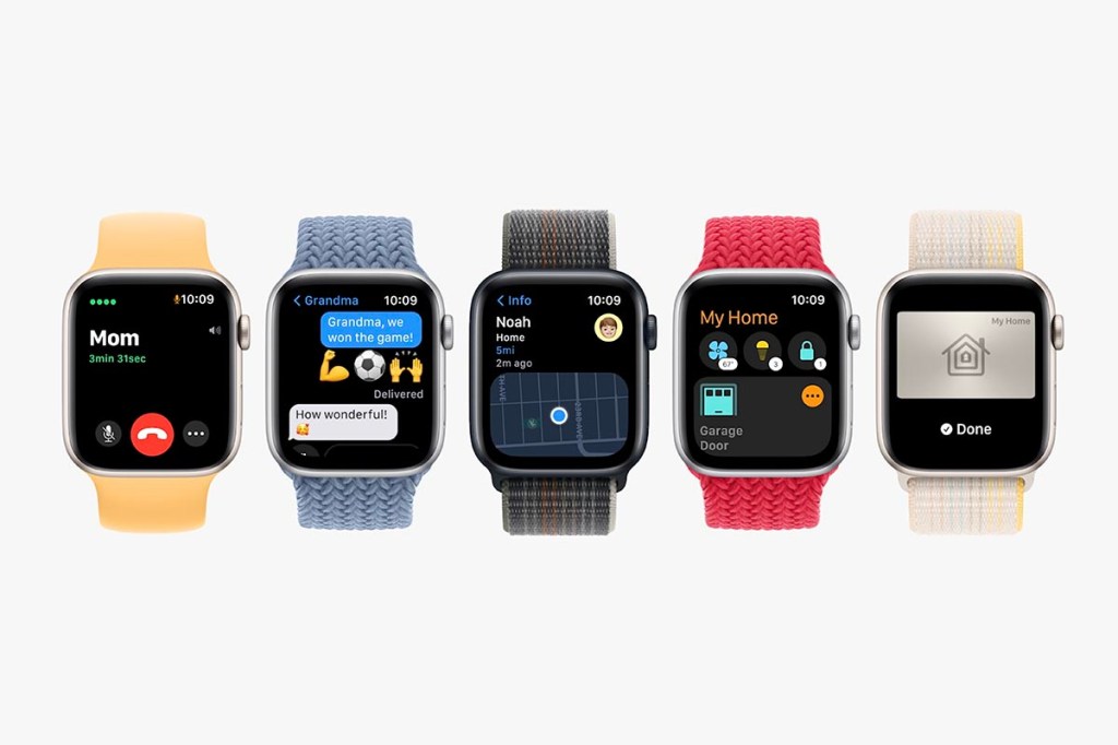 Die unterschiedlichen Farbvariationen der Apple Watch SE.