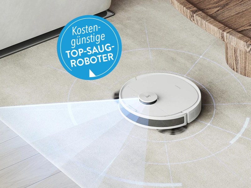 Saugroboter von Ecovacs auf Teppich fahrend