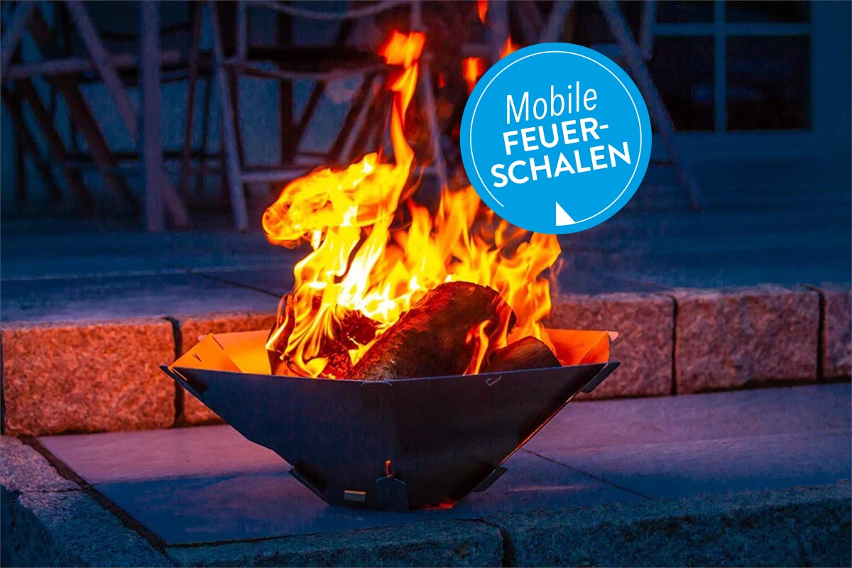Mobile Feuerschale von Fennek auf Steinboden