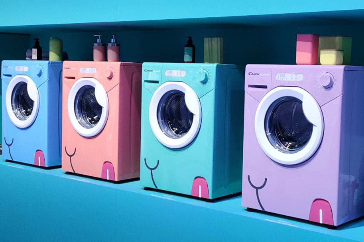 Waschmaschinen von Candy in bunten Farben.