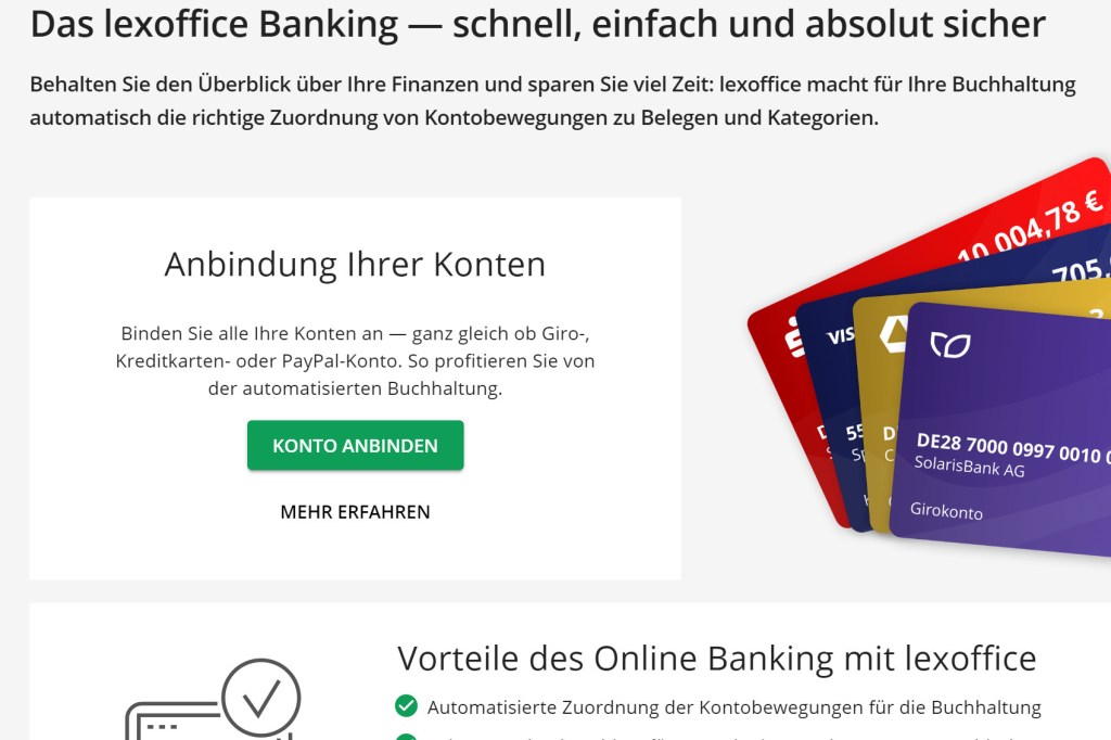 Lexoffice Online Banking einrichten Schritt 1