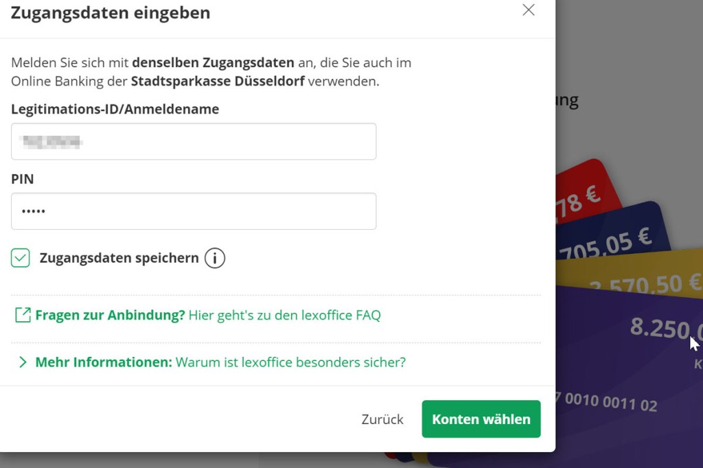 Lexoffice Online Banking einrichten Schritt 4