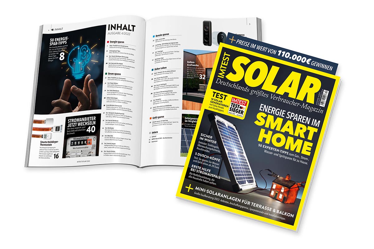 Titel und Inhalt des neuen IMTEST Kaufhefts 4/22 "Solar"