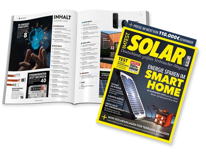 Titel und Inhalt des neuen IMTEST Kaufhefts 4/22 "Solar"