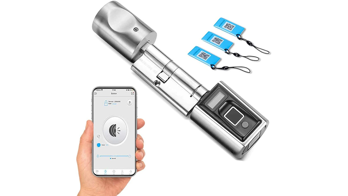 Welock Smart Lock mit drei RFID-Karten und einem Handy mit App-Screen