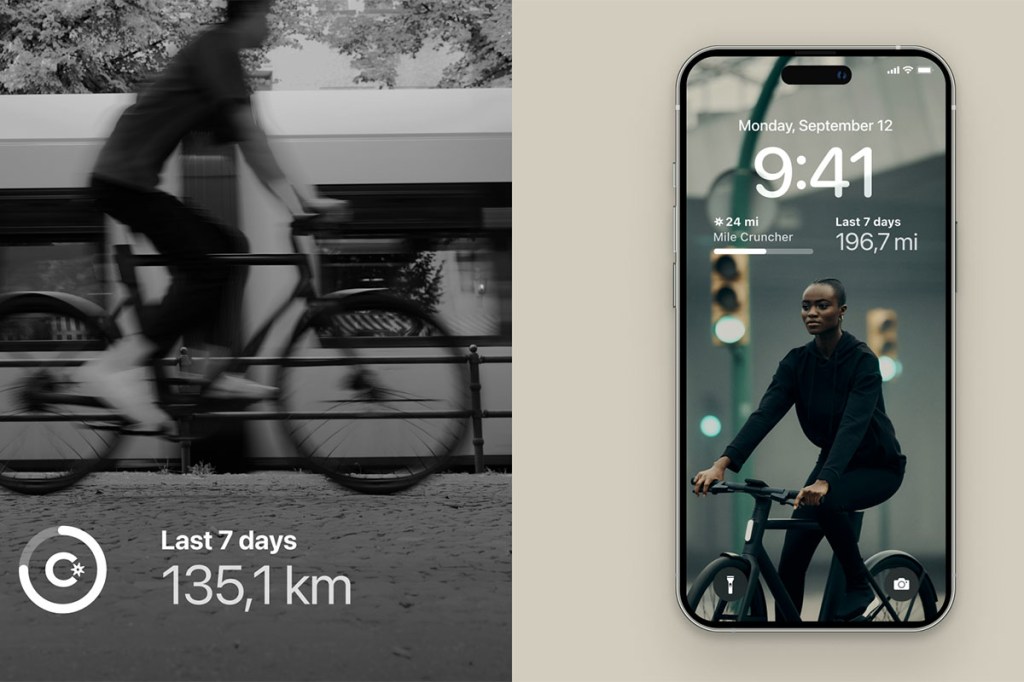 App für E-Bikes von Cowboy. Die Anzeige im Smartphone-Display bietet unter andem Infos über die zurückgelegte Strecke in den letzten 7 Tagen.
