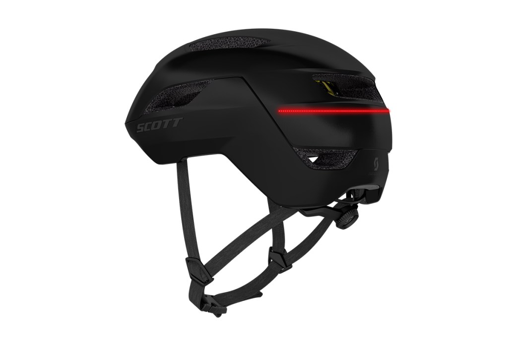 Fahrradhelm La Mokka Plus Sensor von Scott von der Seite in schwarz