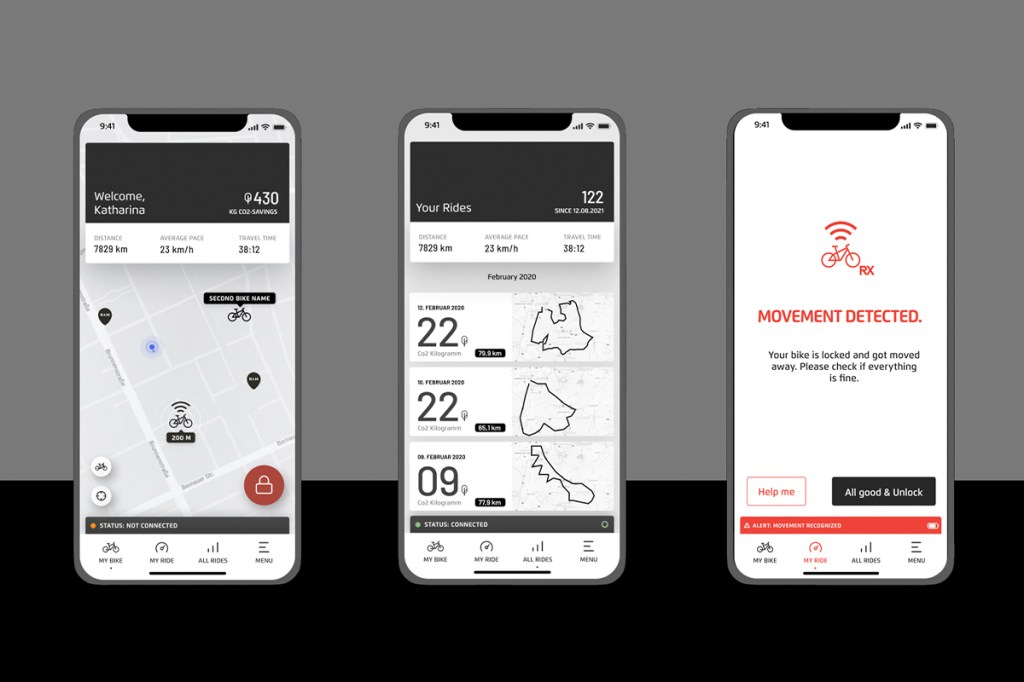 3 App-Abbildungen für das E-Cargobike Load4 60 von Riese & Müller