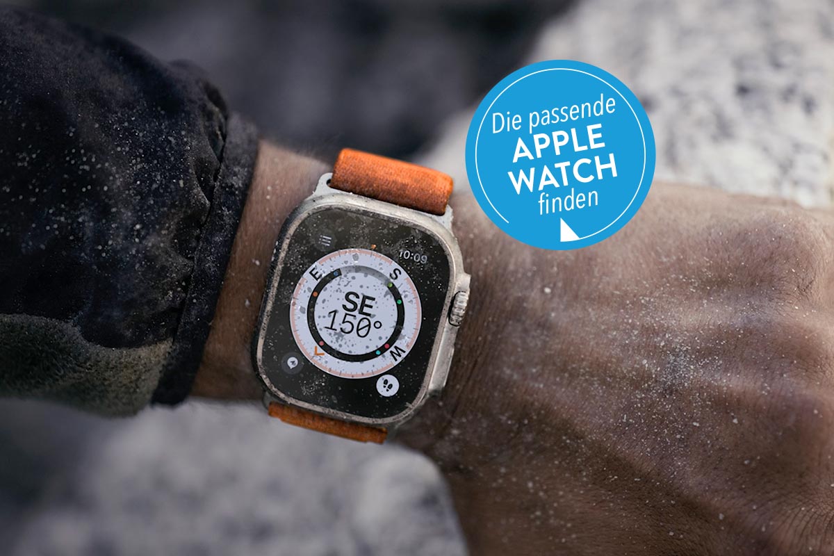 Eine Apple Watch getragen am Handgelenk