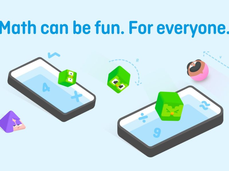 Grafik von Duolingo mit der Überschrift "Math can be fun. For everyone."