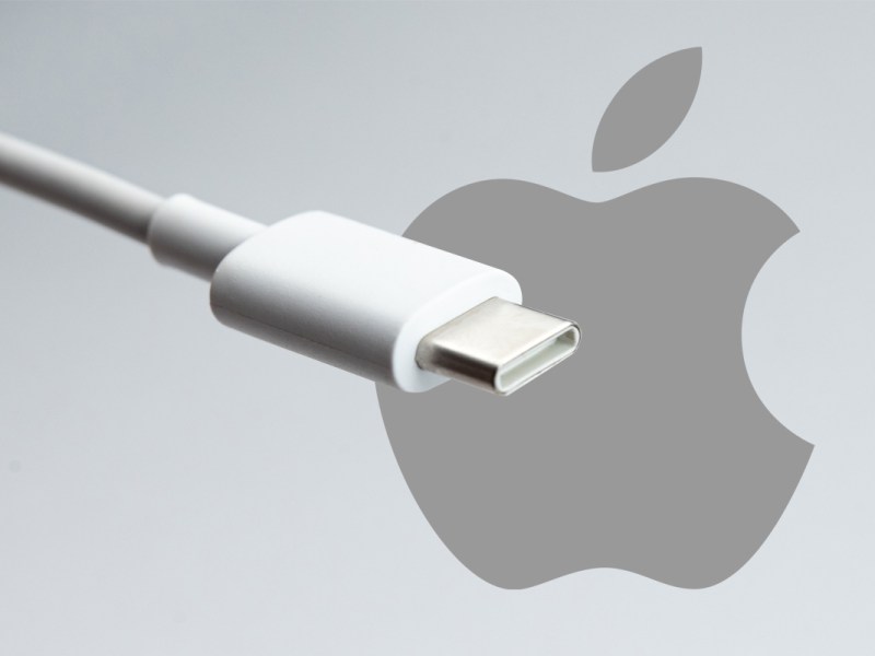 USB-C-Ladekabel vor Apple-Logo