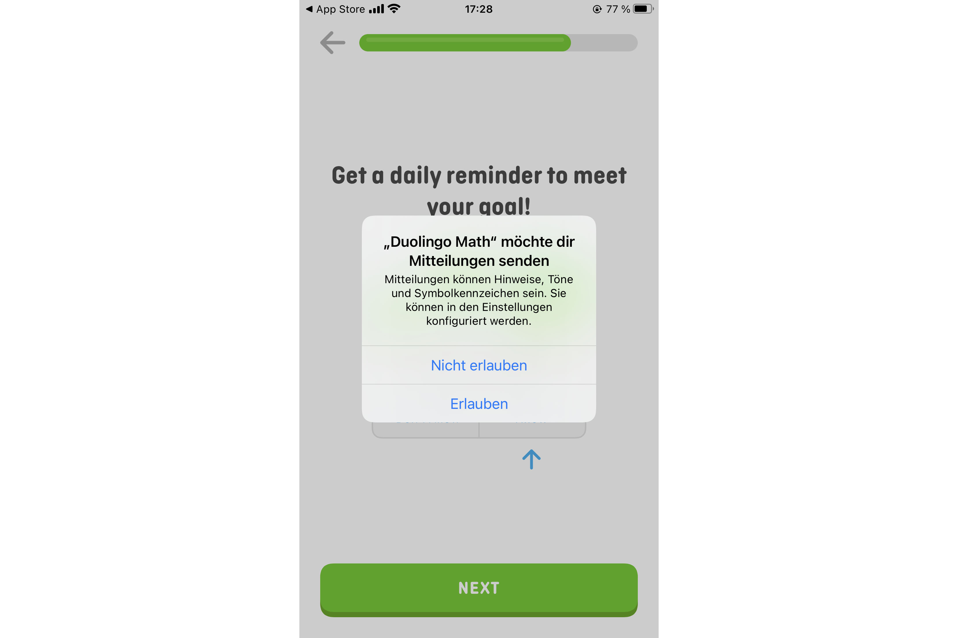 Screenshot von der App Duolingo Math mit Hinweiserlaubnis.