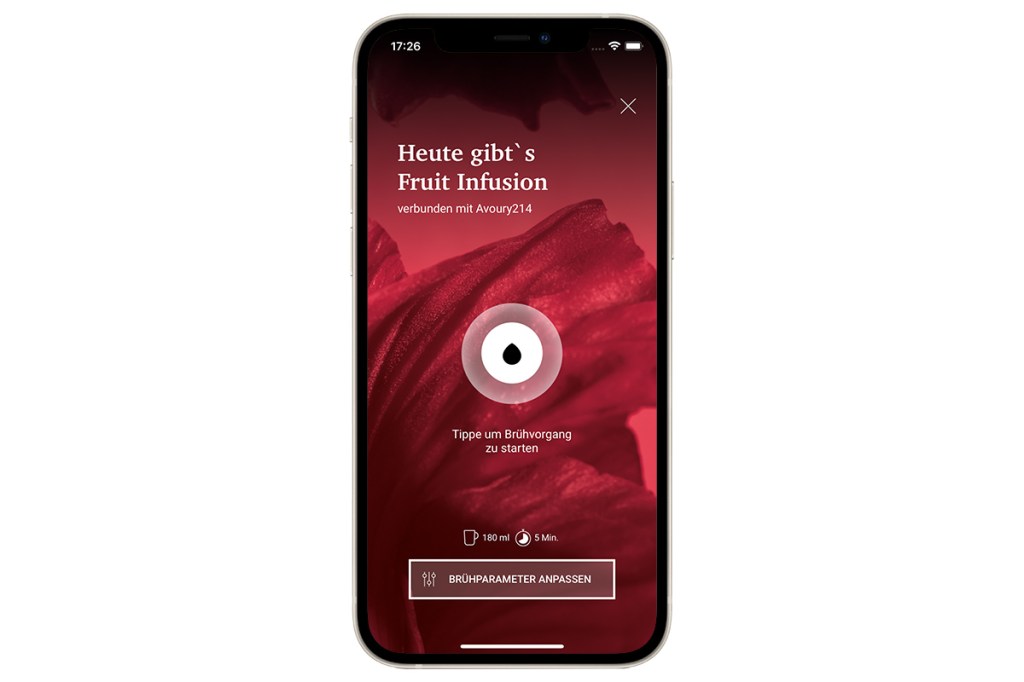 Ein Screenshot der Avoury App.