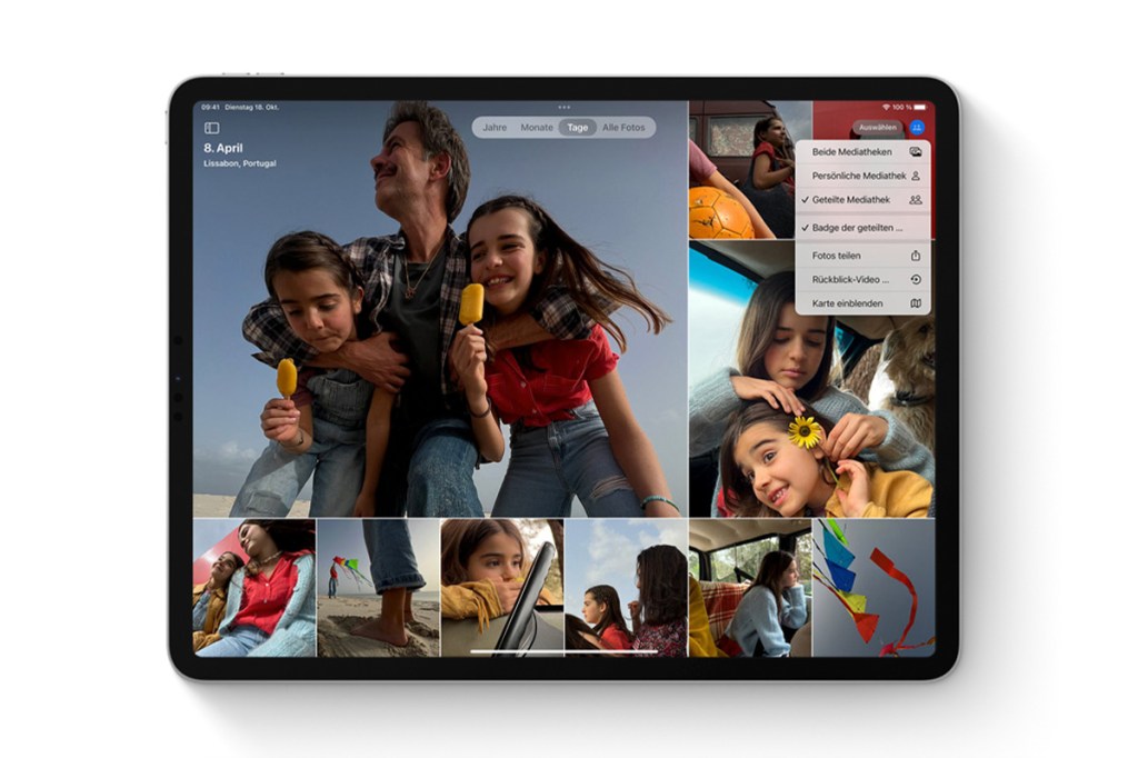 Das Bild zeigt die neue Foto-Cloud-Funktion von iPadOS 16.