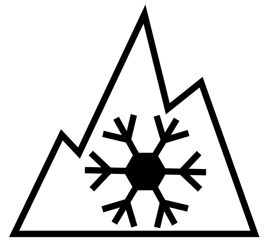 Symbol Winterreifen Alpiner Berg mit Schneeflocke
