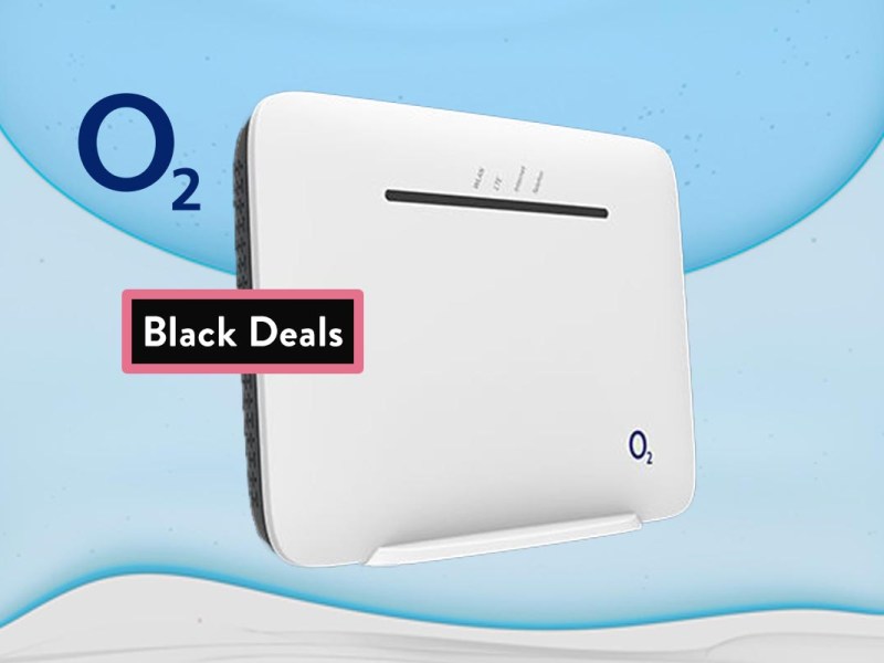 O2 Router vor blauem Hintergrund