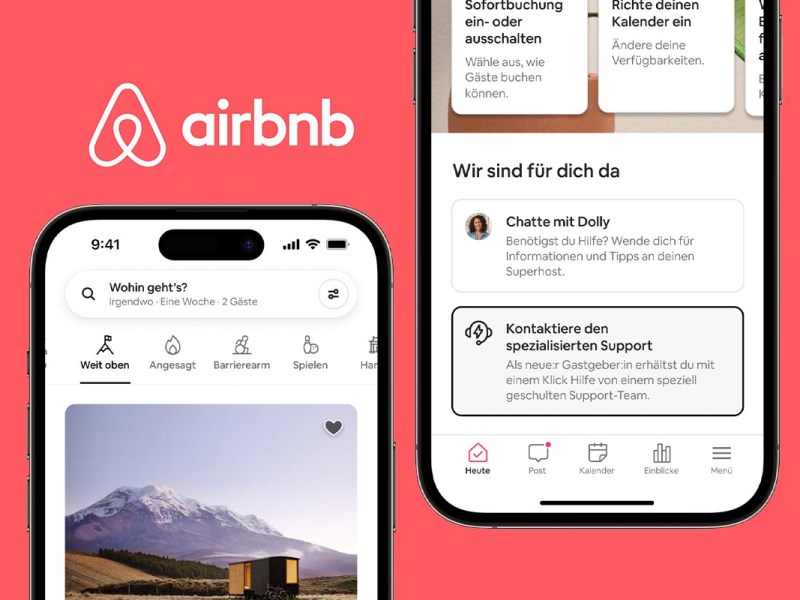 Neuerungen der Airbnb App auf einem Smartphone abgebildet